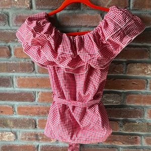 Who What Wear Red Gingham Top